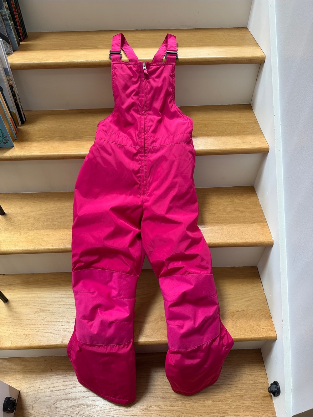 Lands' End Bright Pink Kids Snow Overalls Sz 10